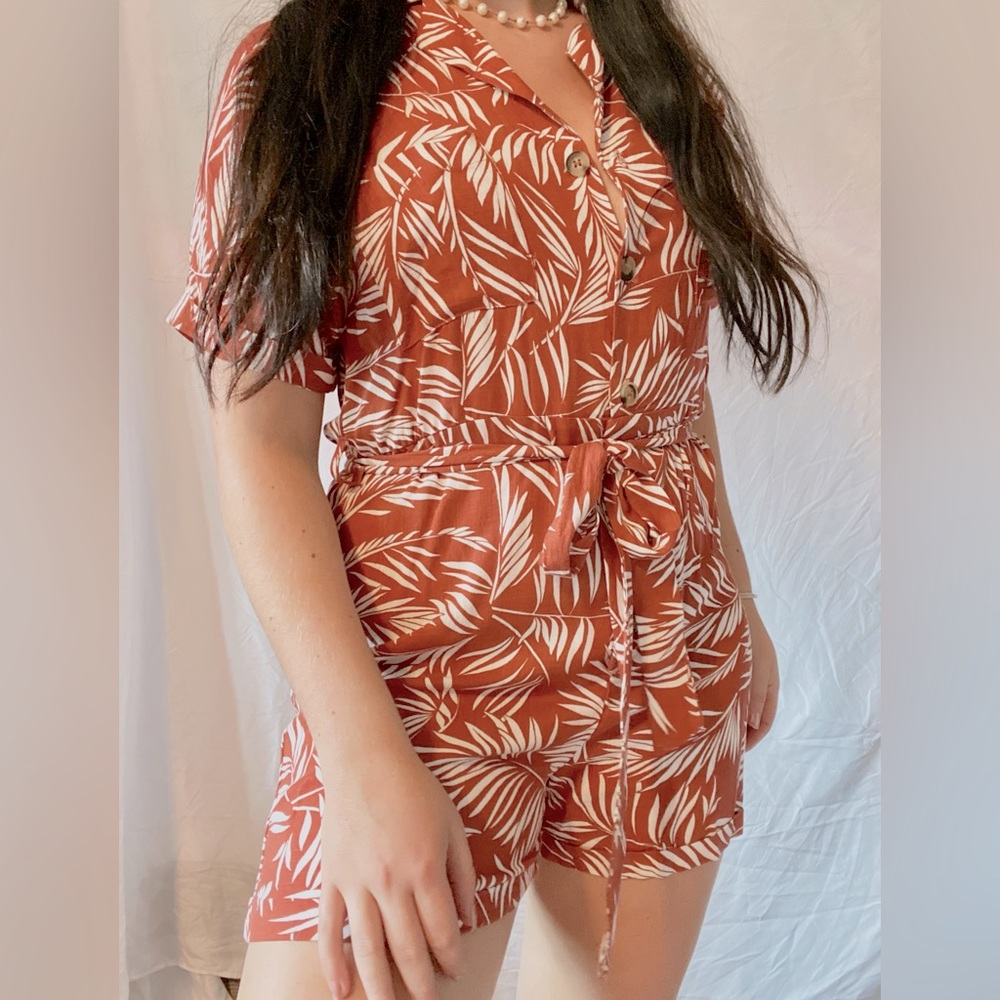 🏝Burnt Orange Hawaiian Romper🏝